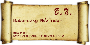 Baborszky Nándor névjegykártya